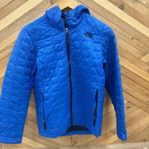 The North Face - Thermoball hooded Boys' Blue Insulated Jacket: blue-boys-large