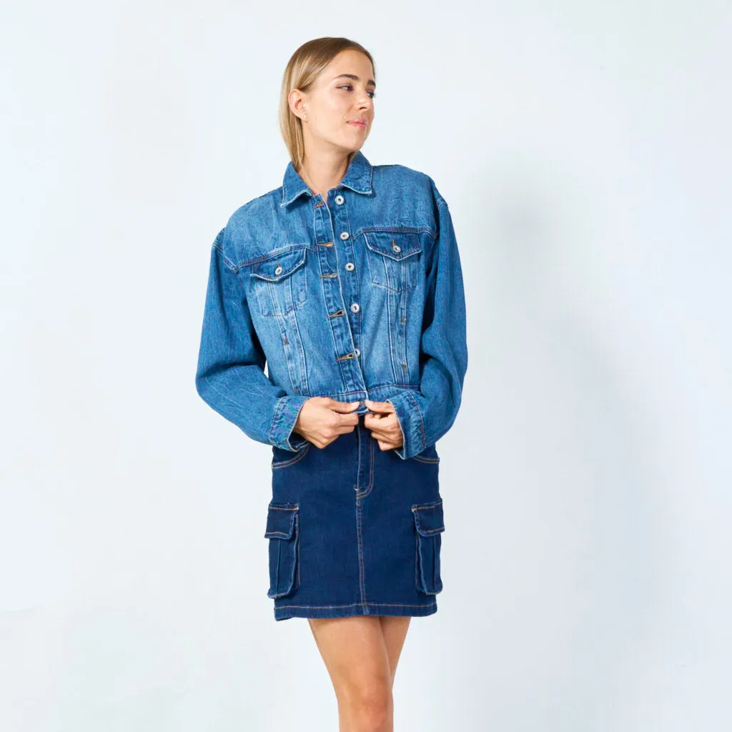 Trendy cropped denim jacket wholesale