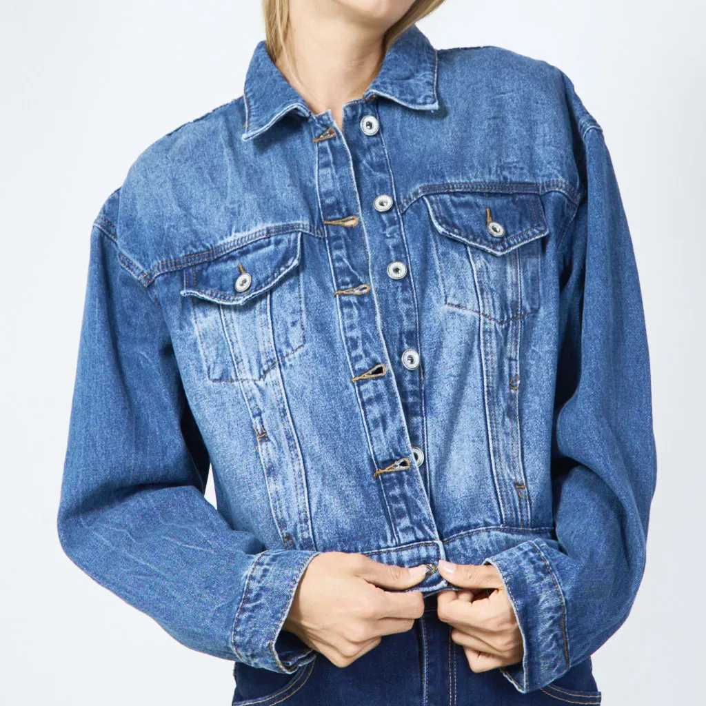 Trendy cropped denim jacket wholesale