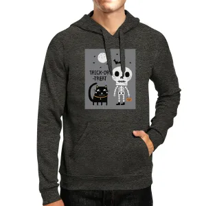 Trick-Or-Treat Skeleton Black Cat Dark Grey Hoodie