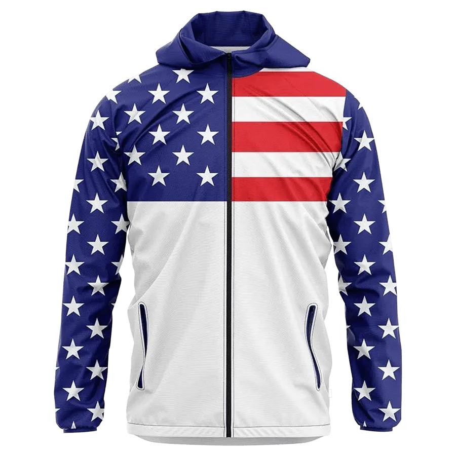 USA Flag Full Zip Rain Jacket