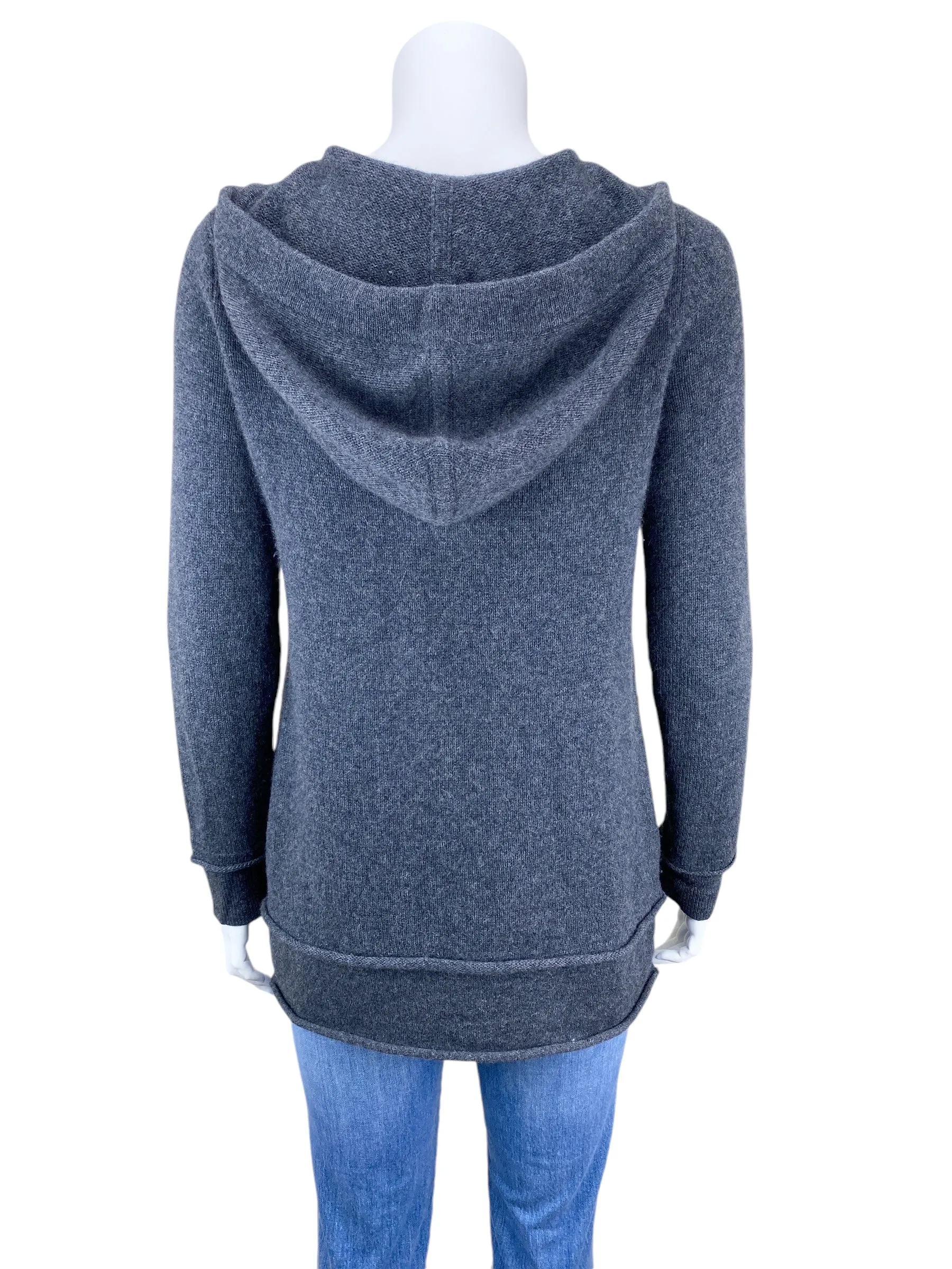 White   Warren Women's Cashmere Hoodie Sweater Charcoal Heather Size S