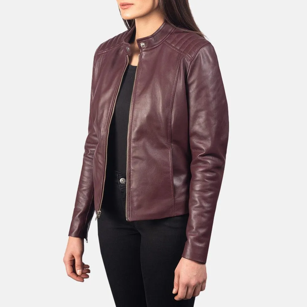 Womens Maroon Leather Jacket