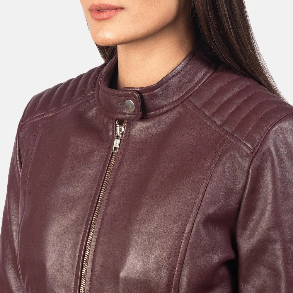 Womens Maroon Leather Jacket