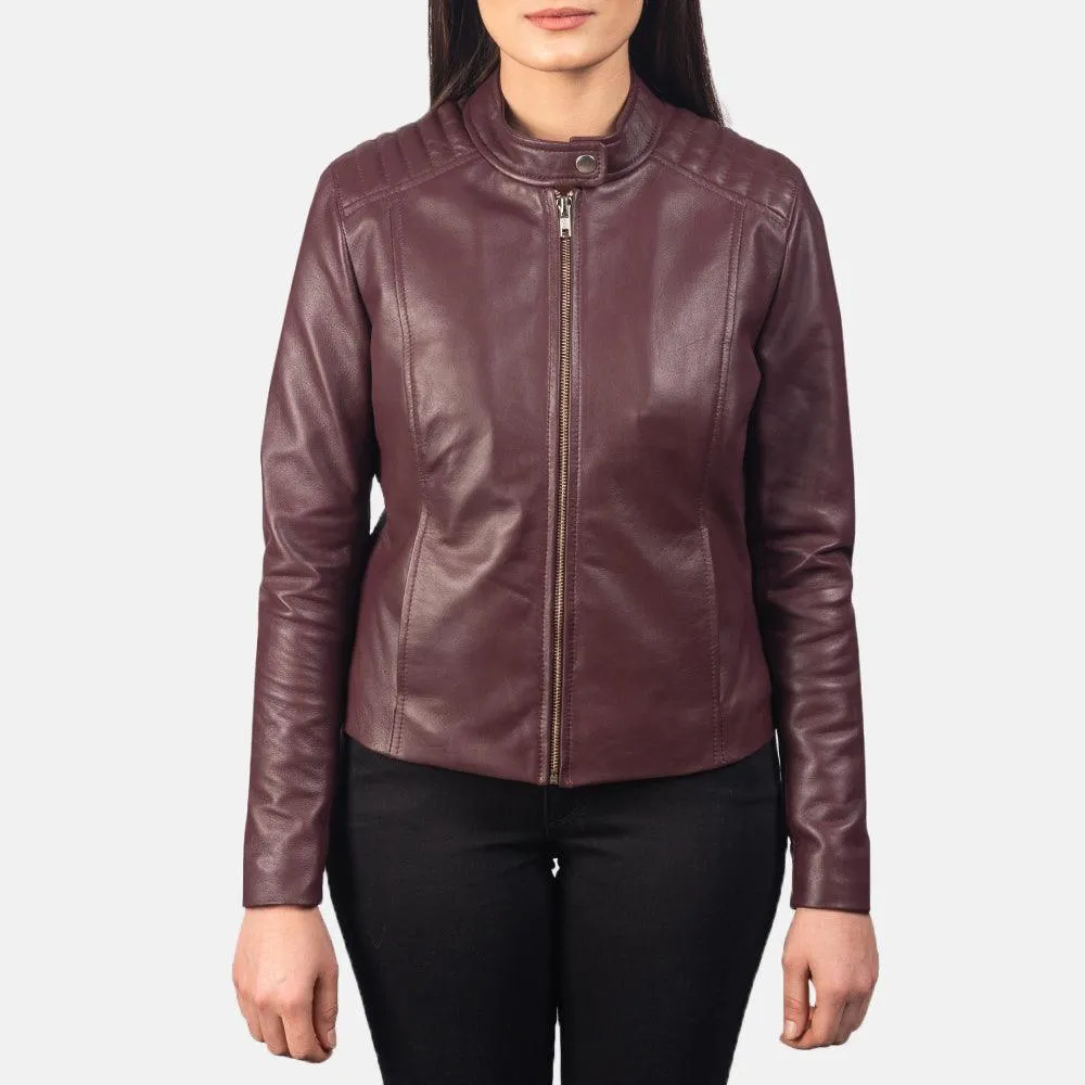 Womens Maroon Leather Jacket