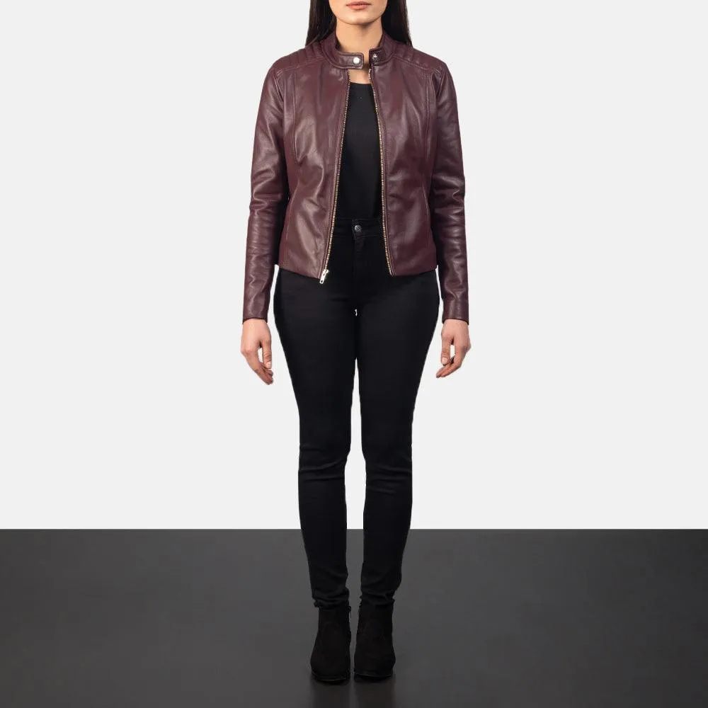 Womens Maroon Leather Jacket