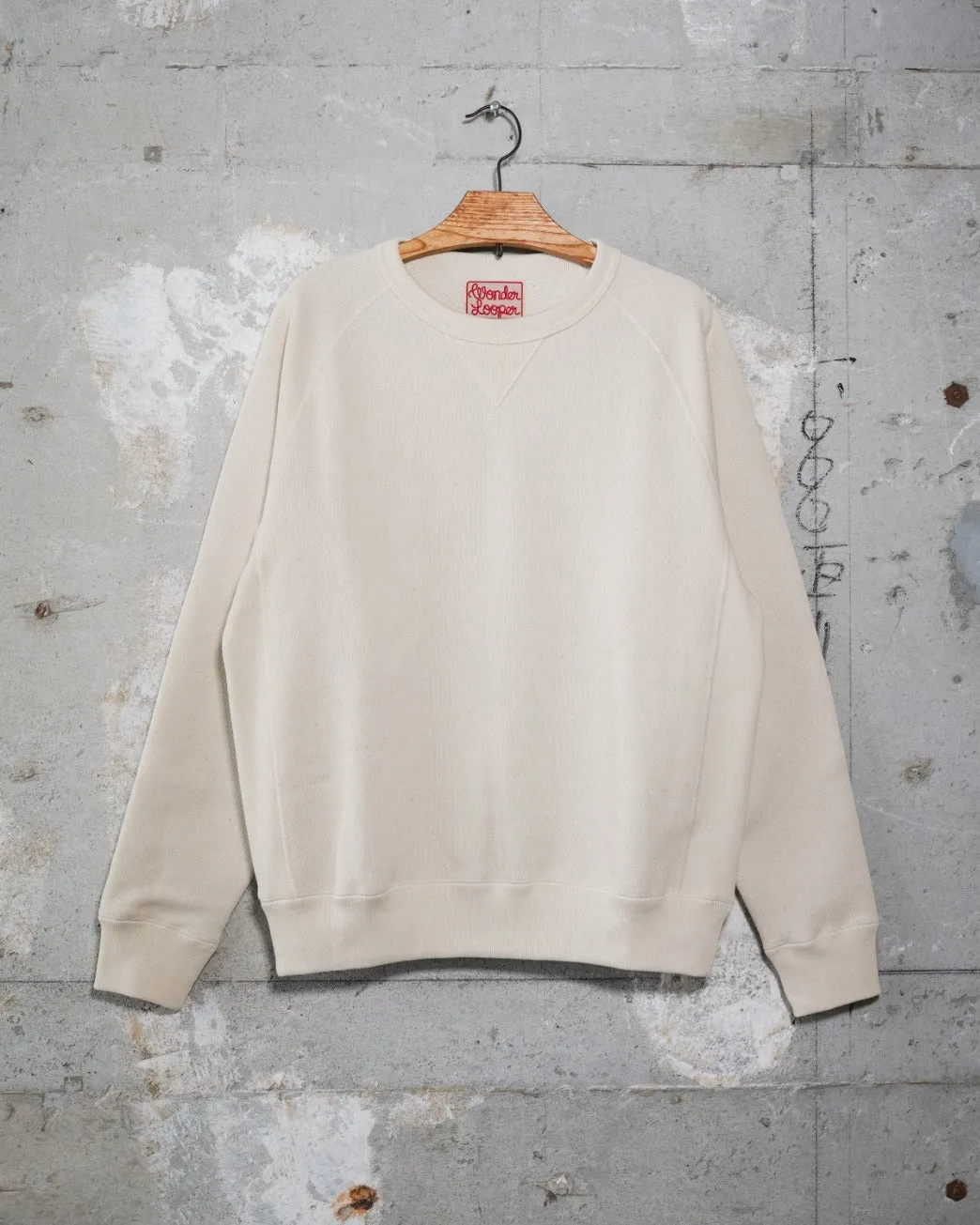 Wonder Looper 876gsm Double Heavyweight French Terry Pullover Crew Neck - Ecru