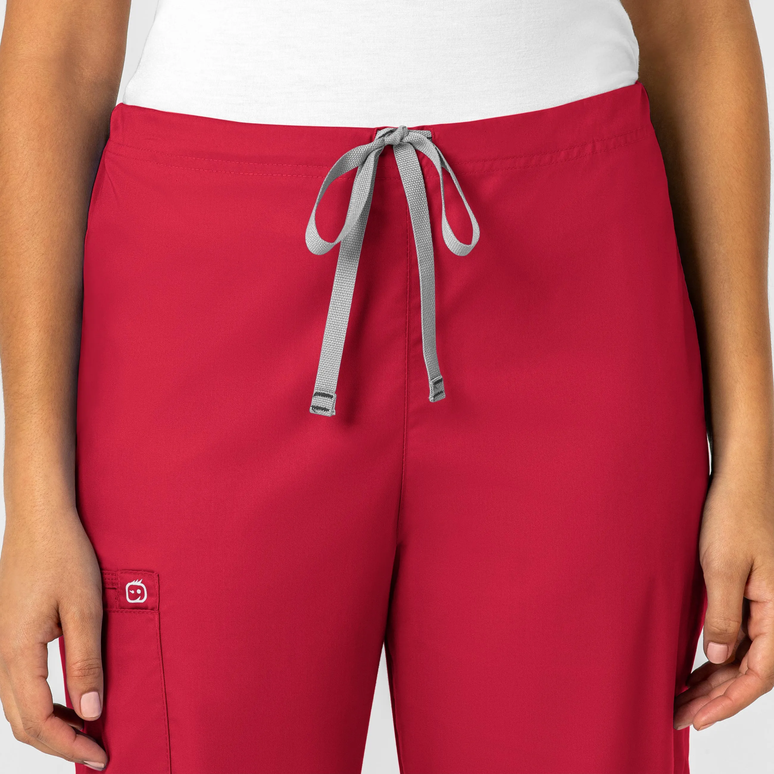 WonderWORK Unisex Drawstring Cargo Scrub Pant - Red