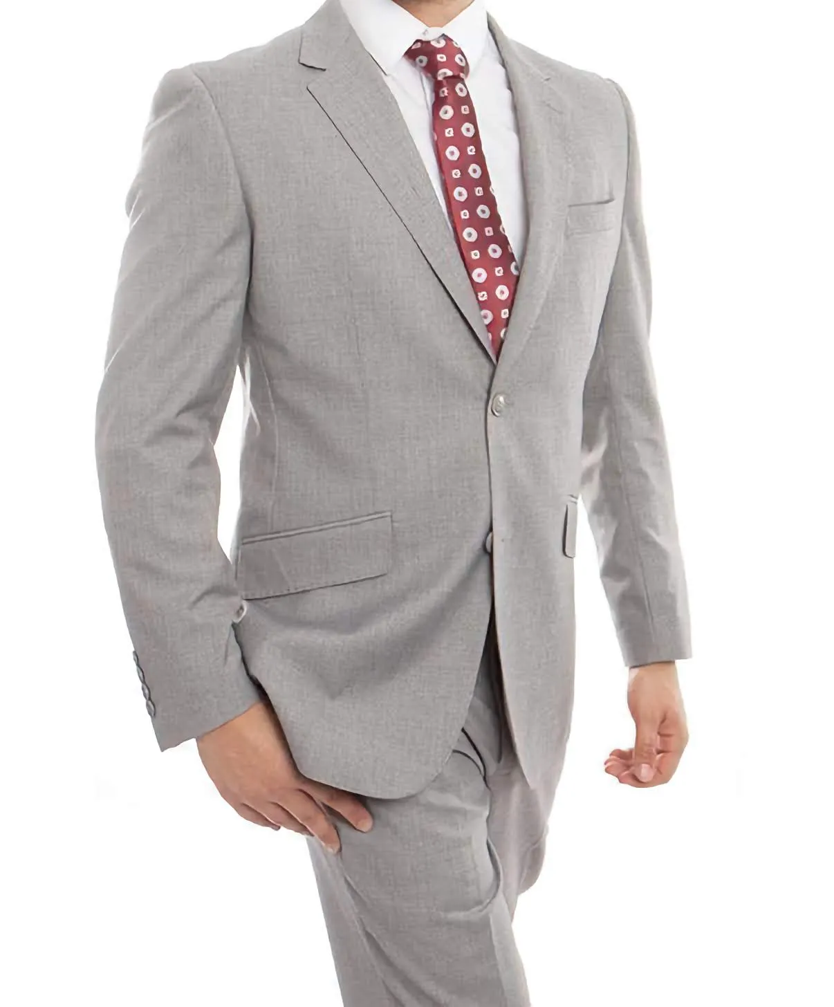 Wool Suit Modern Fit Italian Style 2 Piece in Gray