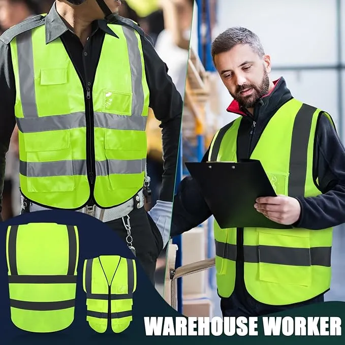 Yellow Reflective Safety Vest w/ Pockets (Medium)